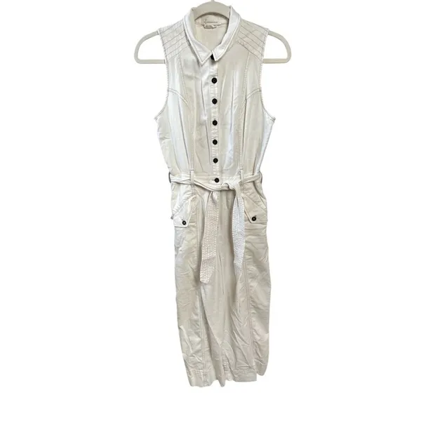 Anthropologie Ryanne Wide-Leg Utility Jumpsuit in White Size 4 Coastal Preppy - Image 4