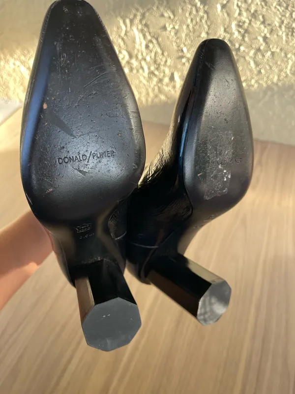 Donald J. Pliner Black Patent Chelsea Block Heel Ankle Boots - Image 6