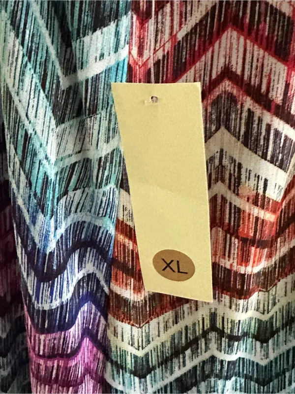 Tacera Multicolor Chevron Sleeveless V-Neck Lined Summer Dress Size XL NEW - Image 9