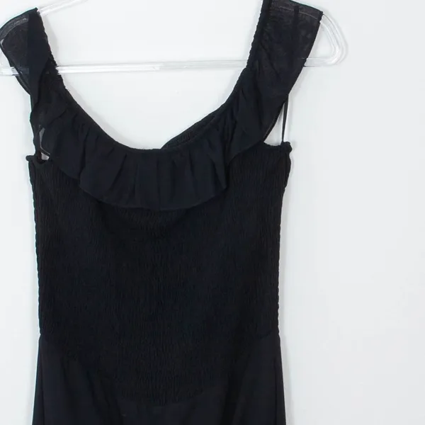 Ralph Ralph‎ Lauren Black Off Shoulder Smocked Midi Dress Womens Size Medium - Image 7