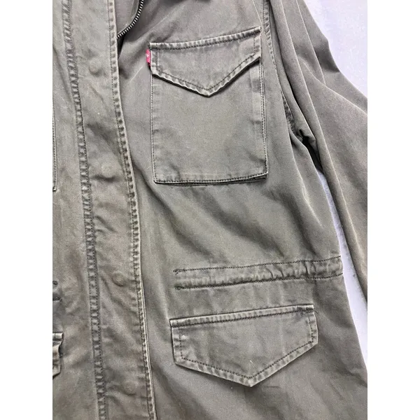 Levi Strauss‎ & Co Field Jacket Womens Medium Olive Green Cotton Utility Coat - Image 8