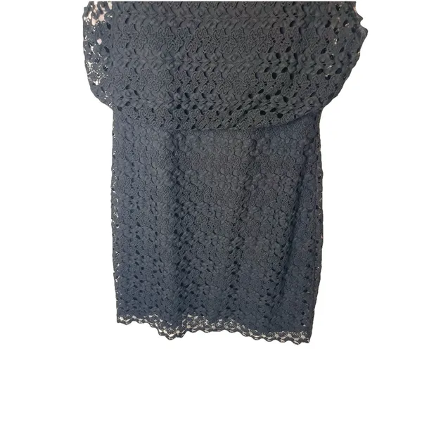 Free People Black Crochet Lace Mini Dress Open Back Sleeveless Scalloped Hem XS - Image 5