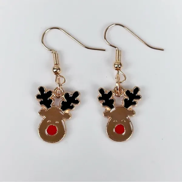 3 Pairs of Christmas Hook Earrings, Reindeer, Bell, Santa Claus, New! - Image 4