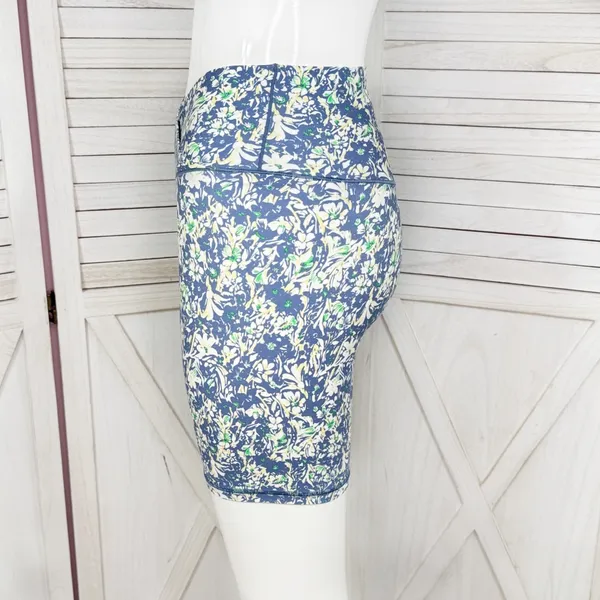 Offline Aerie Floral‎ Crossover High Waist Bike Shorts Blue Small 7 Inch - Image 4