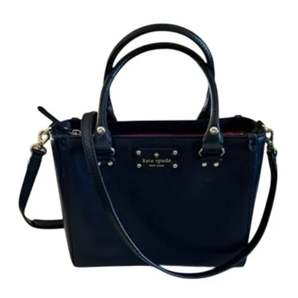 Kate Spade New York Black Pebbled Leather Satchel Crossbody Handbag - Image 2