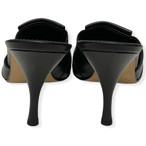 Amalfi Black Italian Leather Fringe kitten-heel mules - Image 12