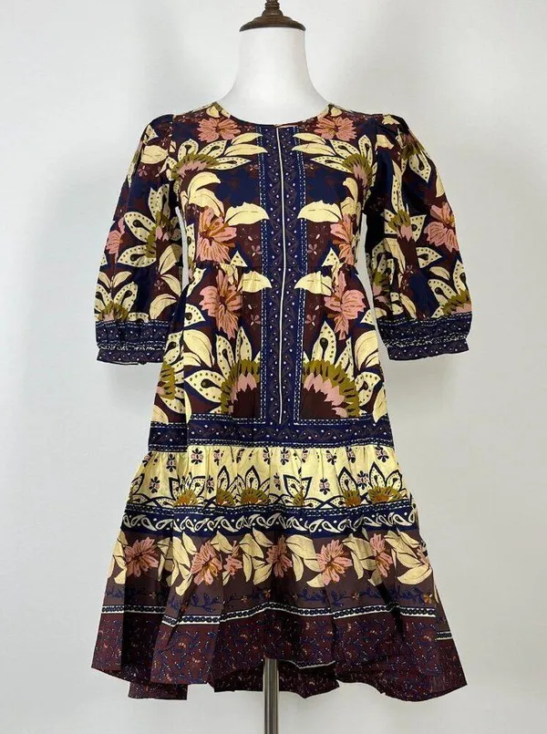 NWOT Farm Rio Ainika Chill Mini Dress Floral Womens Sz XXS Puff sleeves ruffle - Image 4