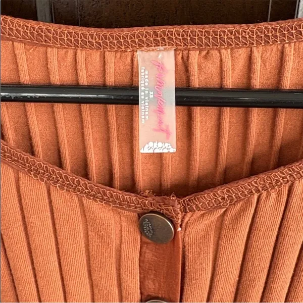 NWT Free People Movement Bella Layer Ribbed Henley Top Spiced Copper Generous XS - Image 9