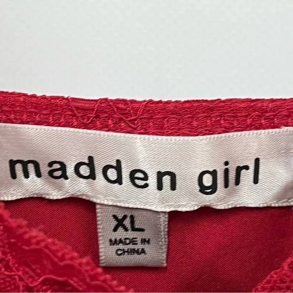 Madden Girl Lace Cami Top Size XL red Floral adjustable straps sexy camisole - Image 3