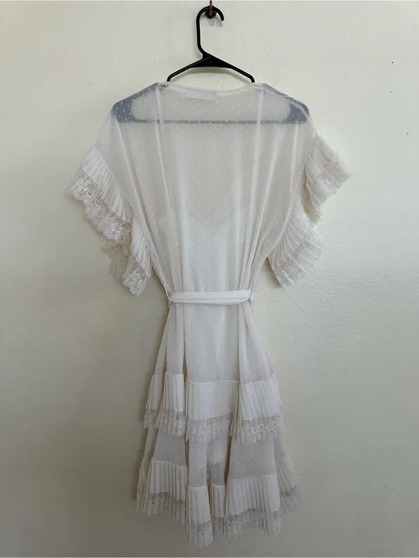 Zimmermann Espionage Pleat Frill Mini Dress Cream Ecru, US 8 Zimmermann size 2 - Image 6