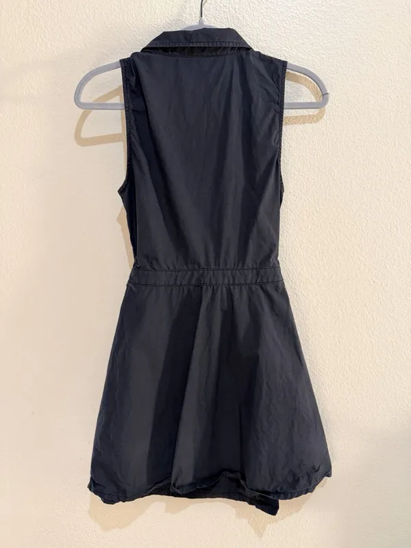 DO+BE Black Tie Front Cutout Shirt Dress Size S 100% Cotton Sleeveless - Image 4
