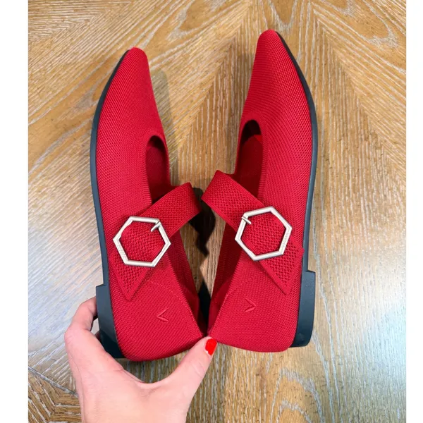 Vivaia NEW Maria Pointed Toe‎ Mary Jane Flats Red Size 41 US 9.5 - Image 10