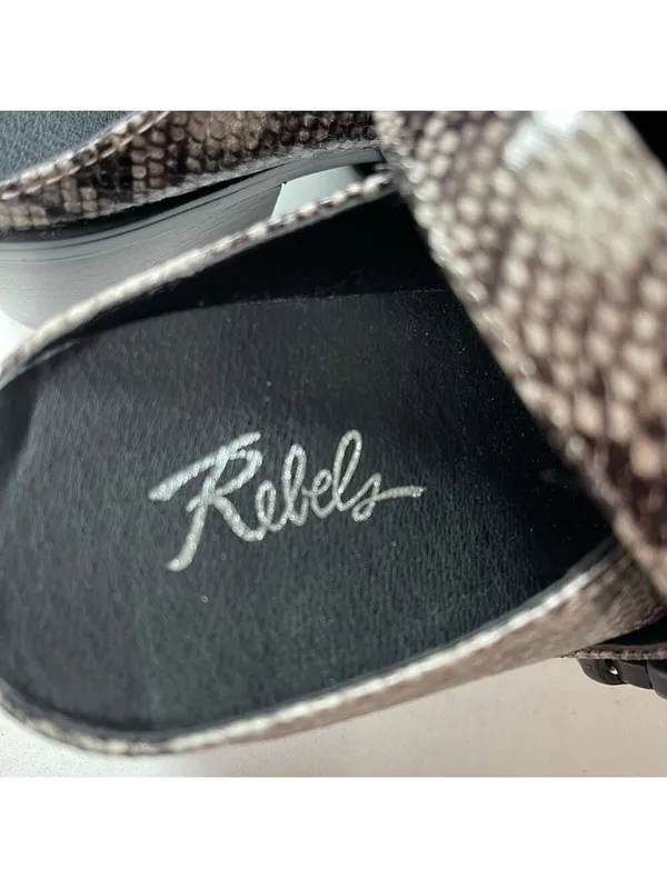 Rebels Vegan Leather Slingback Mule Reptile Snake Print Gray Slipons Sz 7.5 NWT - Image 8