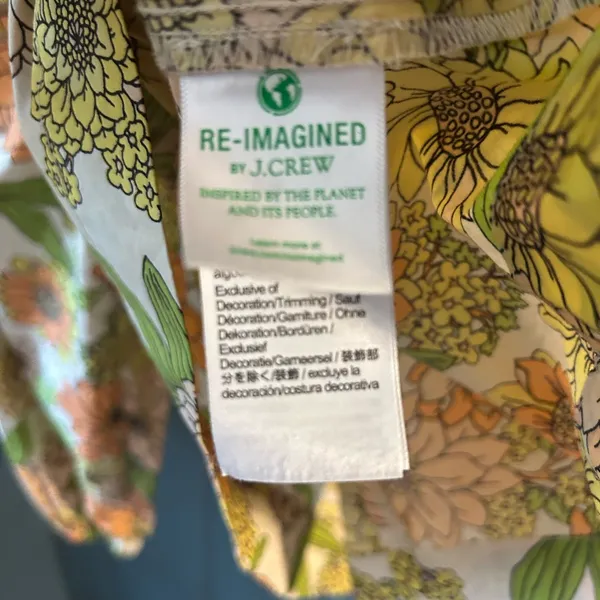 J. Crew Orange and Green Puff Sleeve Peplum Blouse | Size 4 - New - Image 8