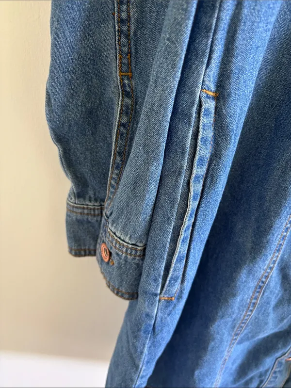 Frye Classic Blue Denim Button-Front Shirt Long Sleeve Dress boho western fall - Image 5
