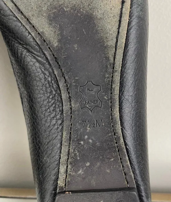 Black Leather Clines Peep-Toe Ballerina Flats - Image 10