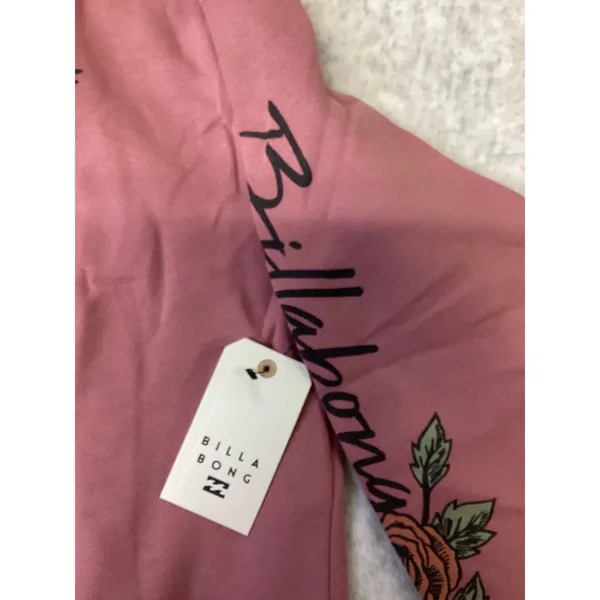 Billabong Womens Rose Graphic Sleeve Pullover Hoodie Pink Small NWT - Image 3