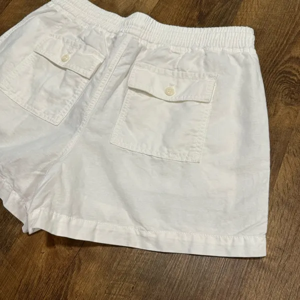 GAP Womens Linen Cotton Blend Shorts Sz Medium White Relaxed Stretch Waist - Image 12