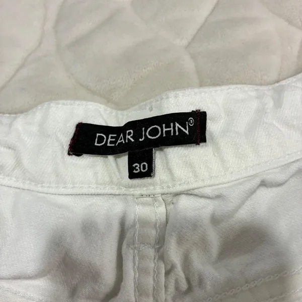 Dear John White Denim Shorts Womens Size 30 Frayed Hem‎ Casual Summer Festival - Image 3