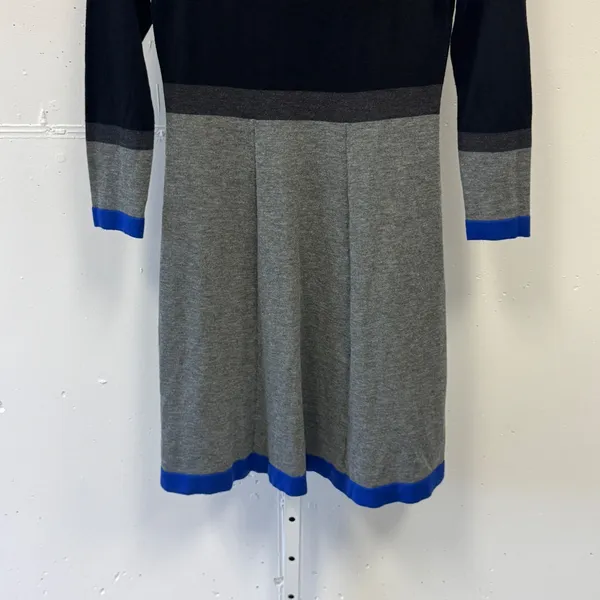 Eliza J Womens Colorblock Knit Sweater Mini A-line Dress Blue Black Grey Size S - Image 4