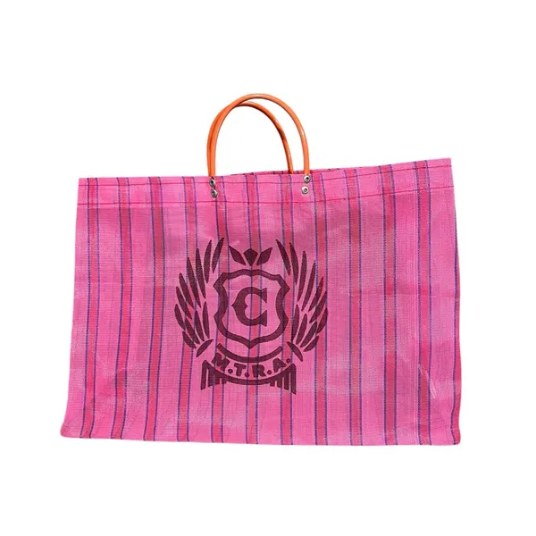 NWOT Consuela Fiesta Pink Striped Shopping Tote Mesh Bag - Image 2