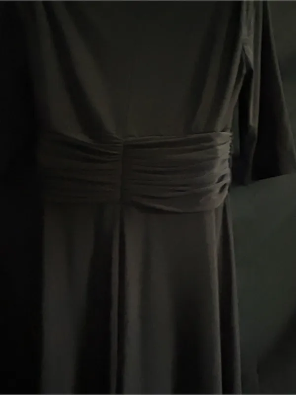 Jones New York Black V-Neck Draped Waist Women's Dress SZ 14 - Image 2