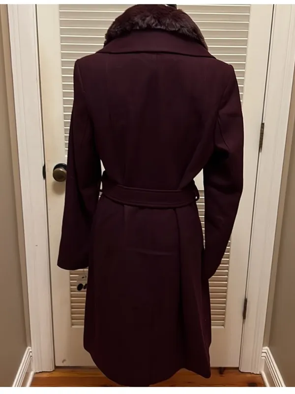 $360 Sam edelman belted wool coat in rich plum size 8 - Image 6