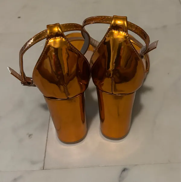 Yoki Women's Metallic Copper Ankle-Strap Heels - Image 4