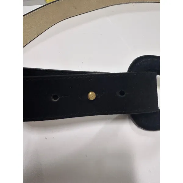 Coldwater Creek Black Suede‎ Leather Belt Triangle Buckle Large Modernist Womens - Image 8