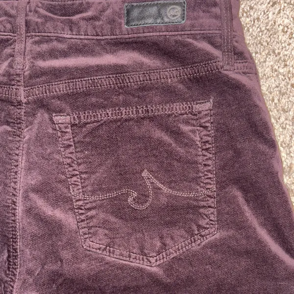 Anthropologie/Adriano Goldschmidt Deep crushed velvet Burgundy High-Rise Pants - Image 4