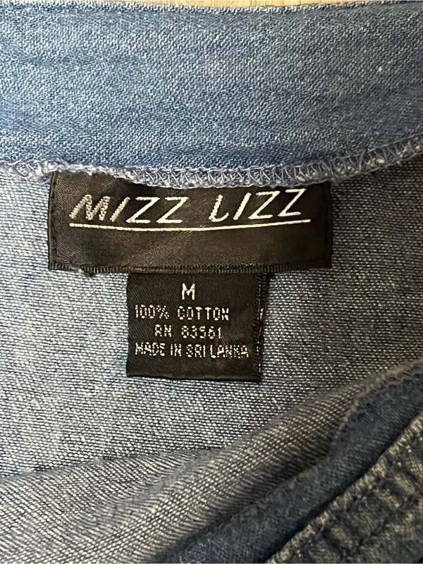 VTG 90s Mizz Lizz Denim Overall Jumper Dress Tag M Fits XS 16x33 - Image 2