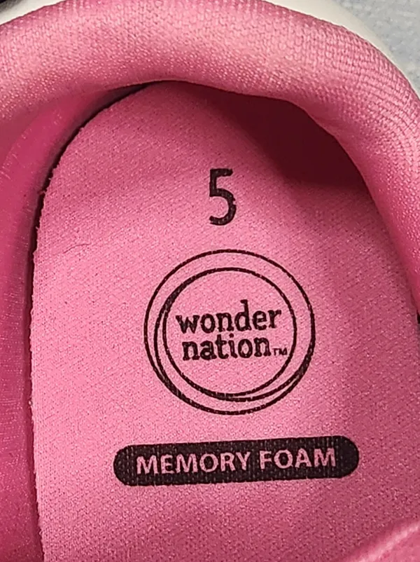 Wonder Nation Pink Faux Suede Memory Foam Retro Gum Sole Sneakers Girls Size 5 - Image 3