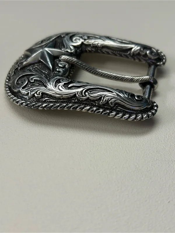 Silver Plated Western Star Embossed Women’s Replacement Belt Buckle - Image 4