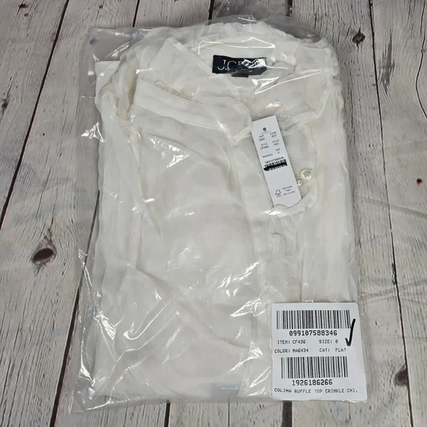 J. Crew Ruffle button-up shirt in crinkle chiffon‎ in Ivory 0 - Image 10