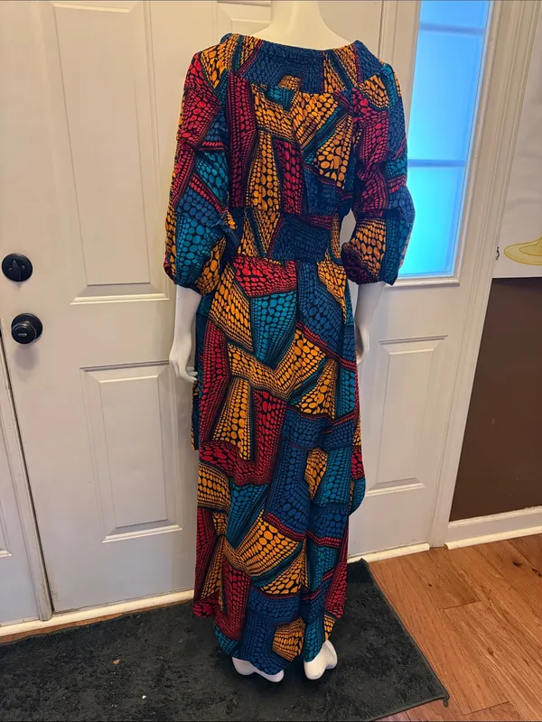 Studio Y Teal, Yellow & Red High-Low Midi Dress - Image 3
