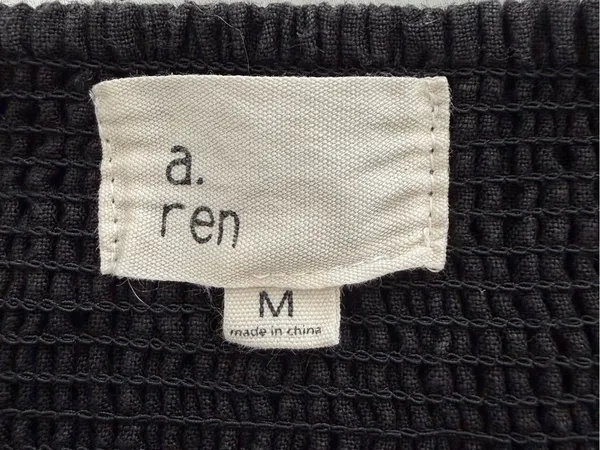 A. REN Candace Linen Maxi Dress Washed Black Puff Sleeve Smocked Back M - Image 14