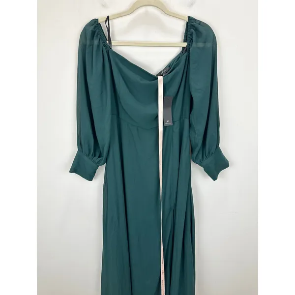 Lulus Feel the Romance Emerald Green Of The Shoulder Maxi Dress Formal L NWT - Image 6