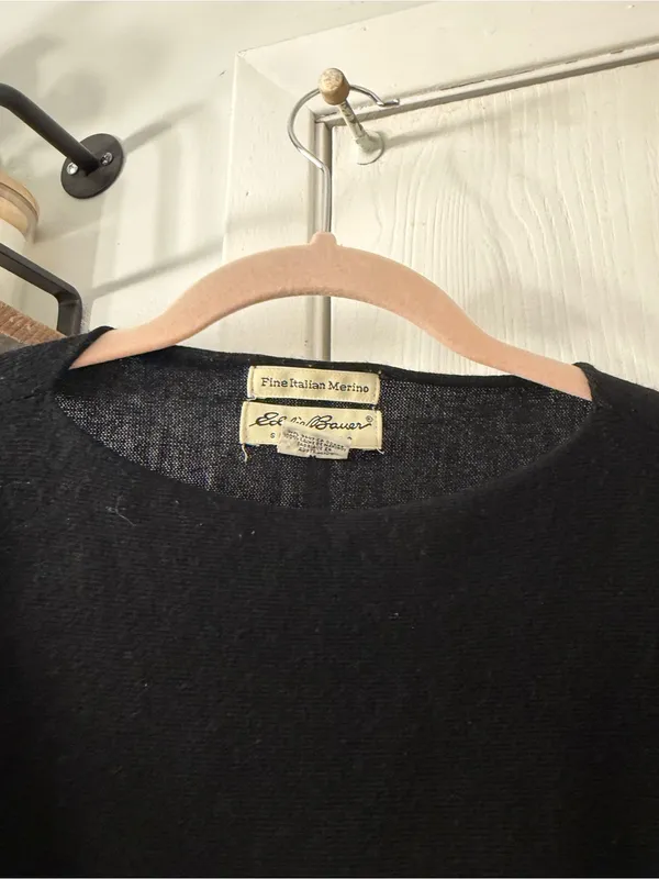 Eddie Bauer Wool Black Crewneck Sweater - Image 3