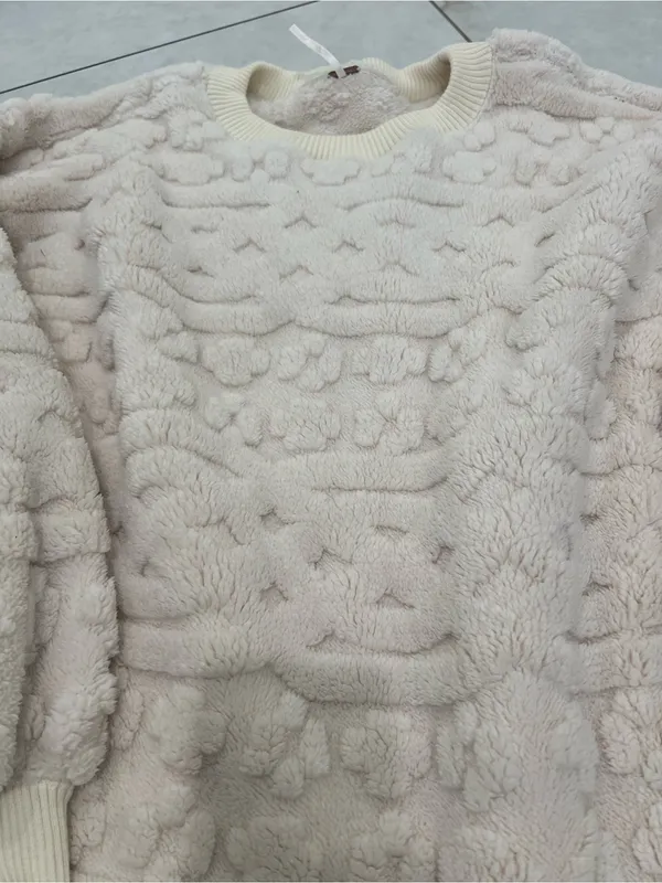 NWT Free People Ivory Cable Knit Sweatshirt Size Large $128 - Image 4