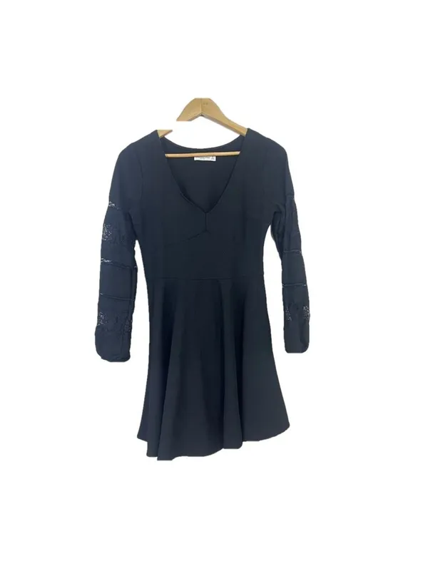 Abercrombie & Fitch Dress Sz M Womans Black V-Neck Long Sleeve Lace Babydoll - Image 2