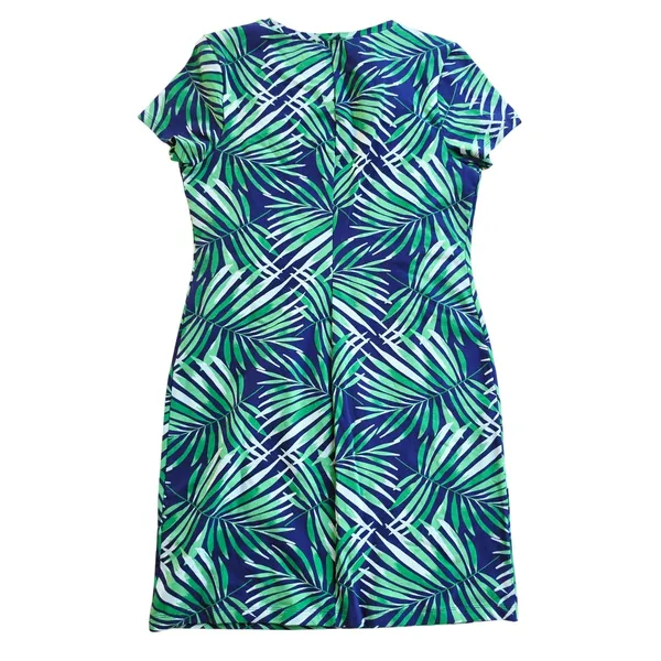 Old Navy NWOT Green Palm‎ Leaf Tropical Knit T-Shirt Dress Navy Blue 511900-09 L - Image 4
