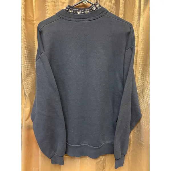 VTG Top Stitch 90s Blue Snow Birdhouse Sweatshirt Large Double Collar USA Made - Image 12