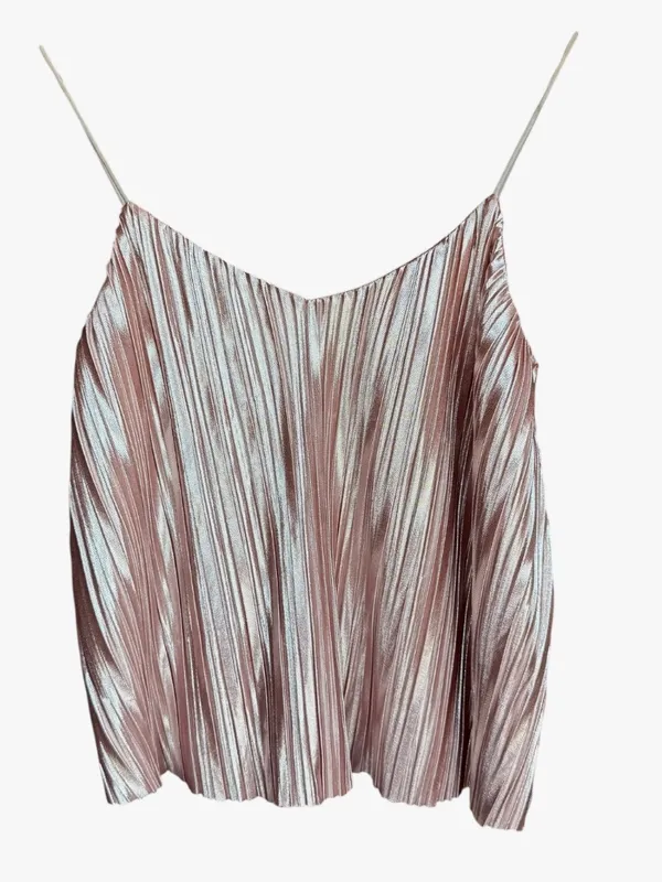 Anthropologie 4SI3NNA Metallic Pleated Lined Camisole Top Sz S‎ - Image 4