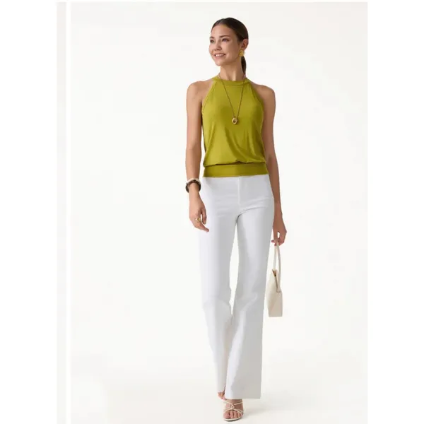 OGL Halter Neck Banded Hem Bra Tank Top Olive Green Size XS Built-In Pads - Image 2