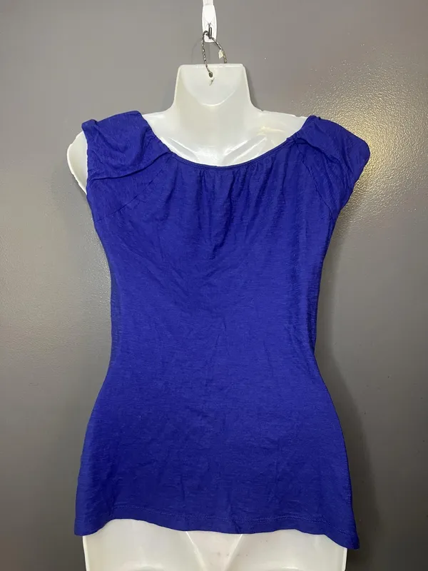 Deletta Anthropologie Tank Top Womens Small Blue Ruched Scoop Neck Jersey - Image 6