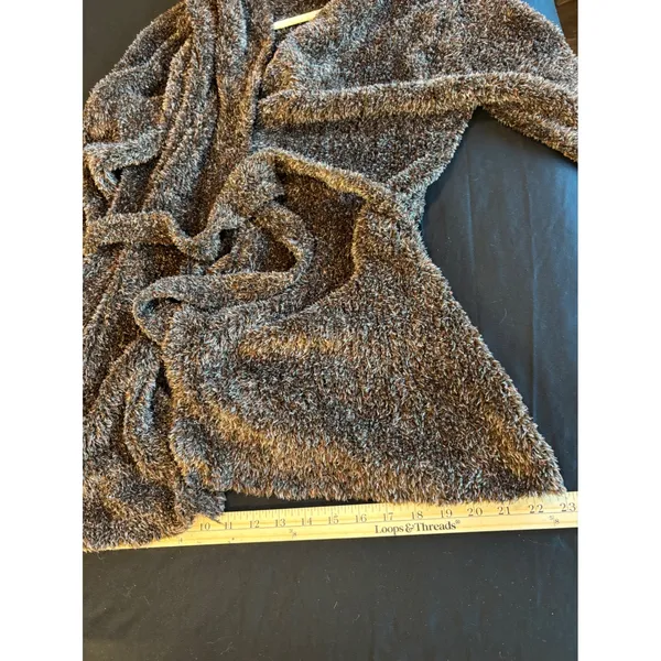 White Stag Woodland Brown Fuzzy Eyelash Knit Belted Cardigan Sweater Large - Image 5