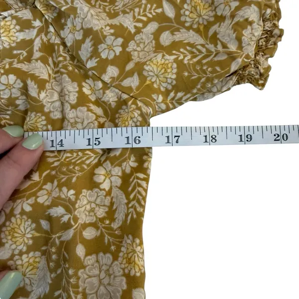 Old Navy Fit and Flare Puff-Sleeve Yellow Floral-Print Mini Dress XS Cottagecore - Image 6