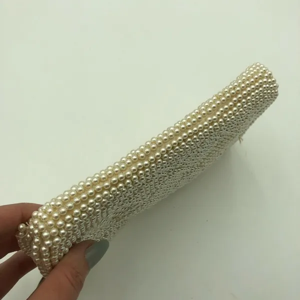 Vintage Cream/White Pearl Style Beaded Clutch OS - Image 6