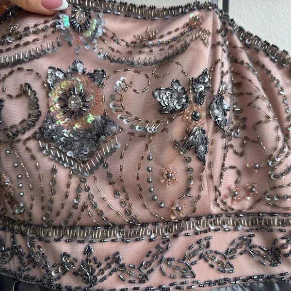 Sue Wong Beaded Embroidered Pink Gray Bubble Cocktail Party Dress Size 10 Medium - Image 11