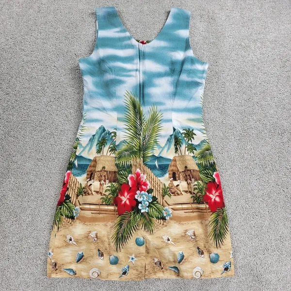 VTG KYs Hawaiian Dress Womens S Tropical Floral Beach Sleeveless Mini Sundress - Image 3